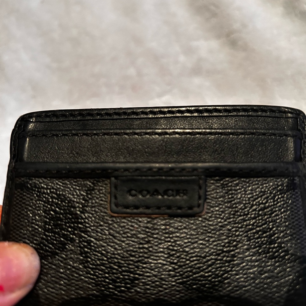 Coach Black Textured Leather Card Holder